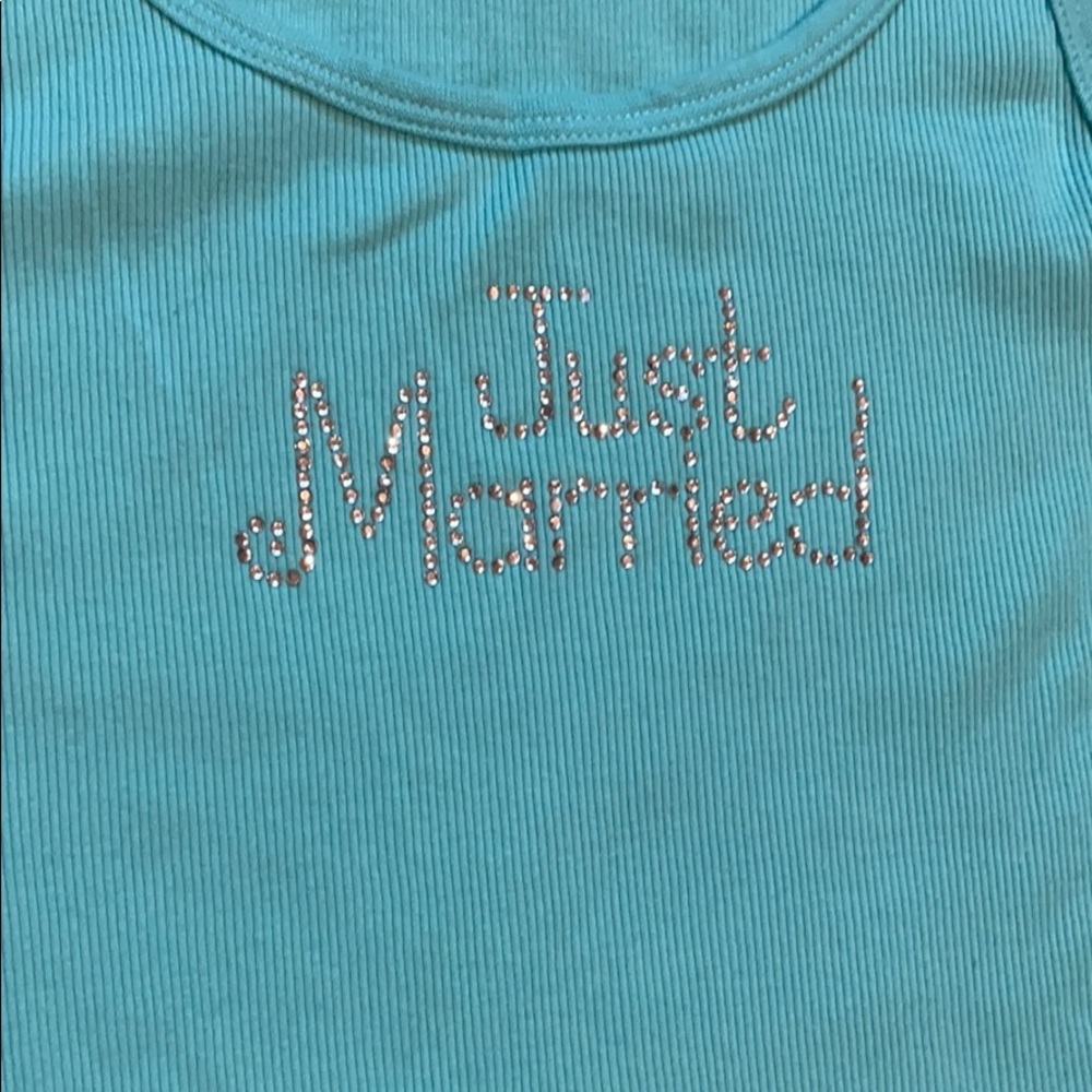 JUST MARRIED tank Tiffany blue